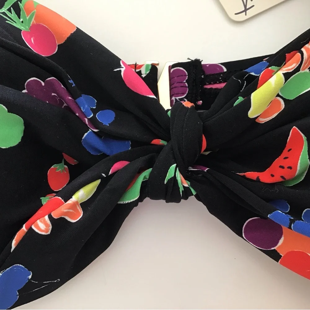 Kate Spade Bikini Two Piece Summer Fruit Bandeau Top With Removable Strap Medium